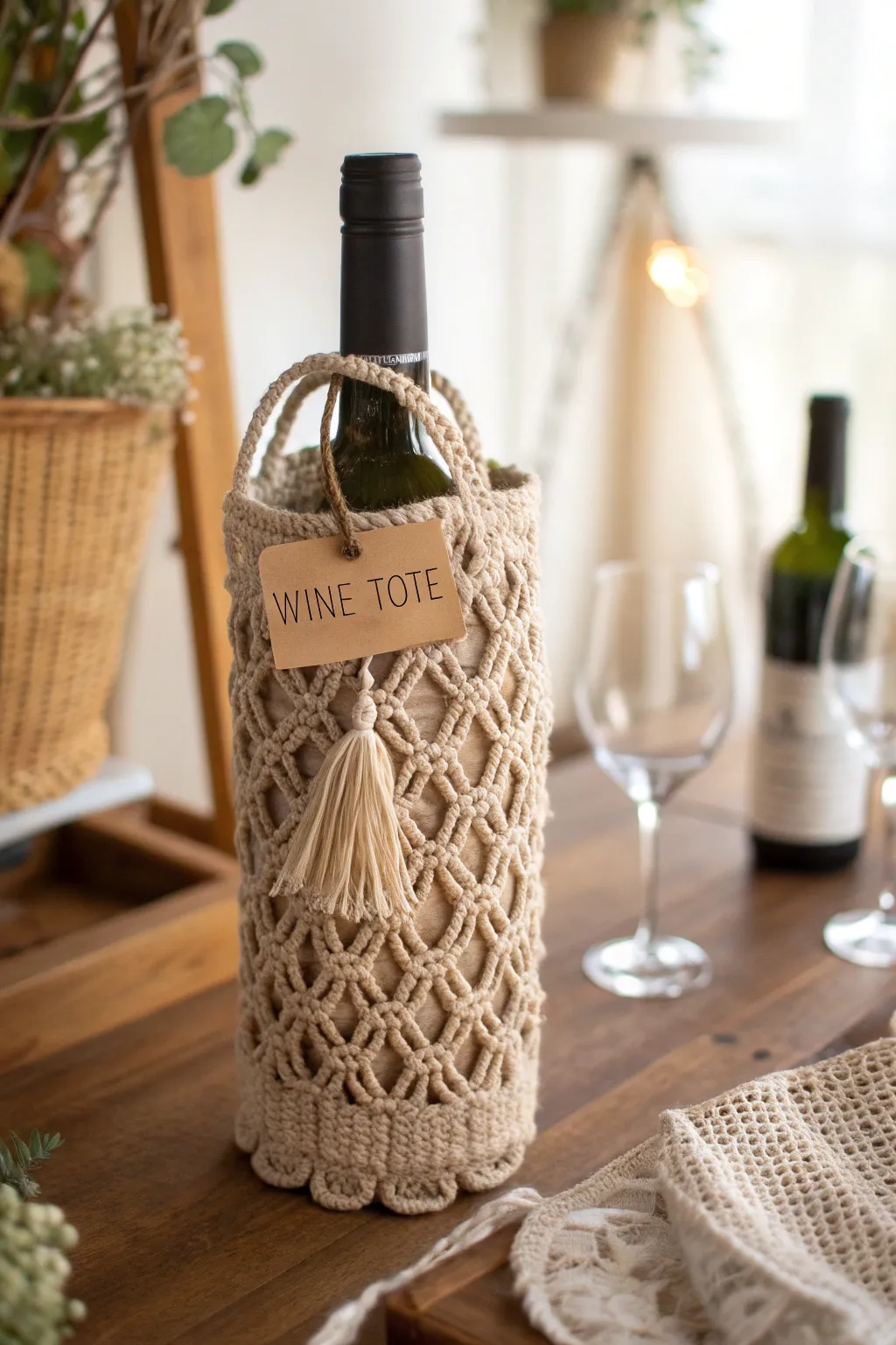 Gift in Style: Handcrafted Wine Tote with a Personal Touch 🍷✨