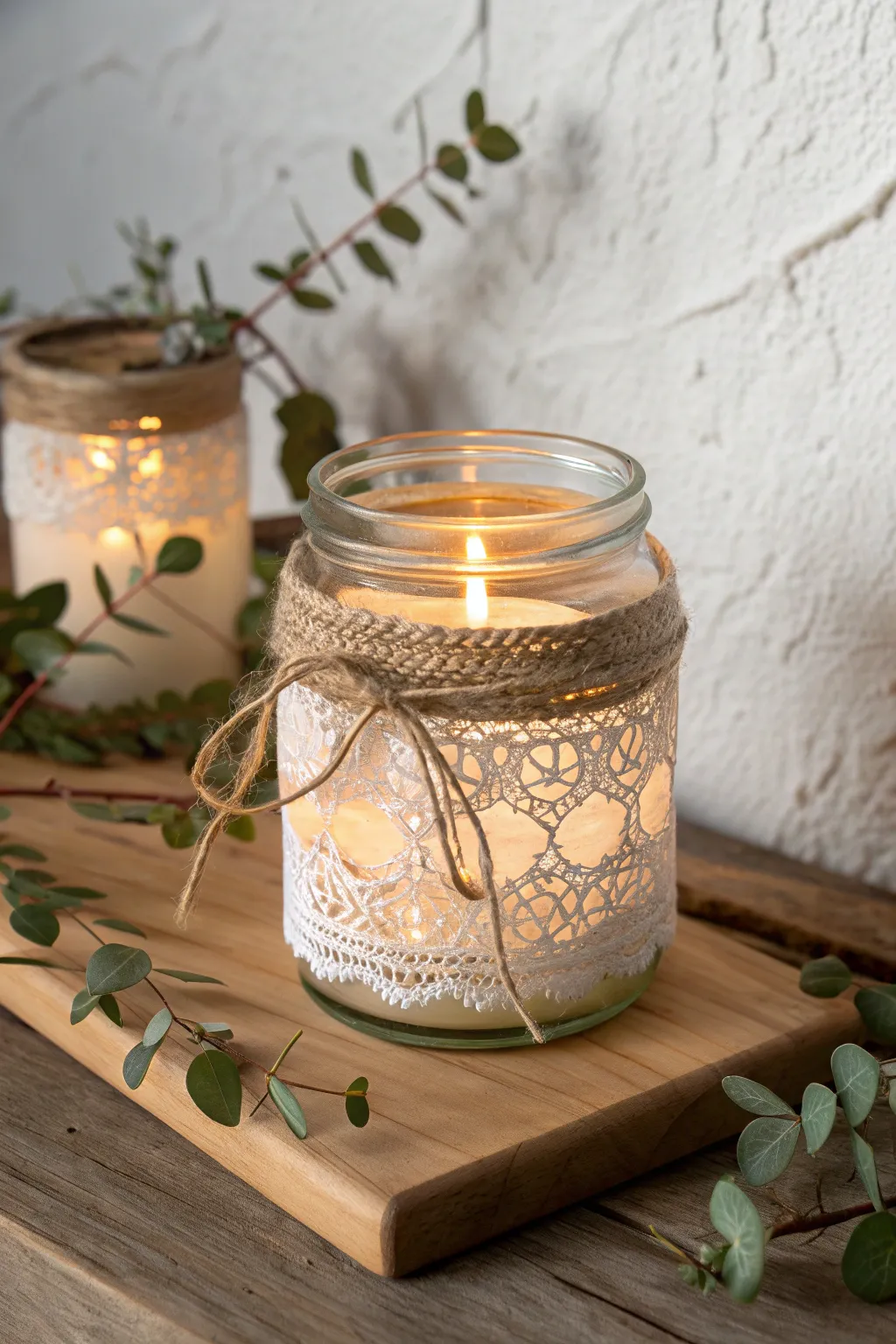 Illuminate your space with handcrafted elegance: Upcycled candle holders that blend simplicity with natural charm.