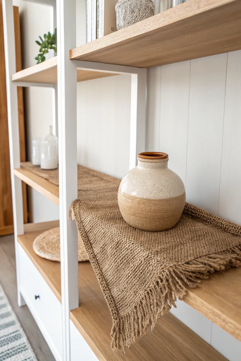 Transform your bookshelf with a touch of texture: Discover the beauty of burlap.