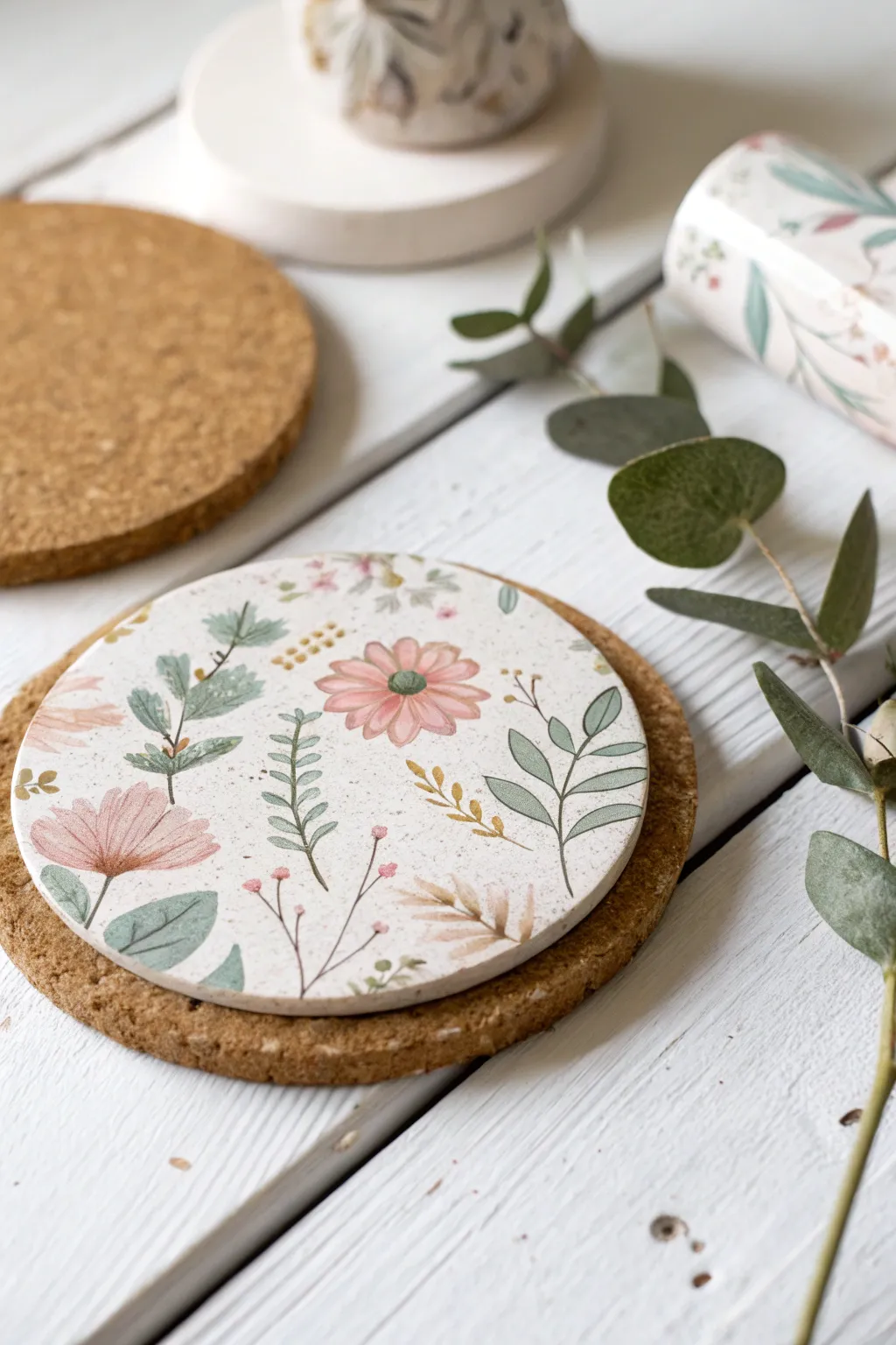 Elevate your coffee table with charmingly crafted decorative coasters. Perfect for a Galentine's Day gathering!