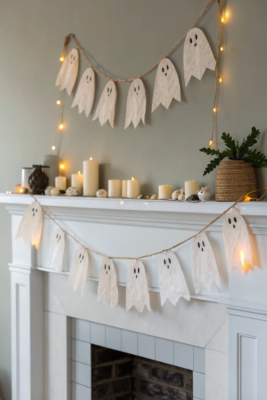 Elevate your autumn decor with a charming ghost garland—where Scandinavian simplicity meets boho whimsy. 🎃✨