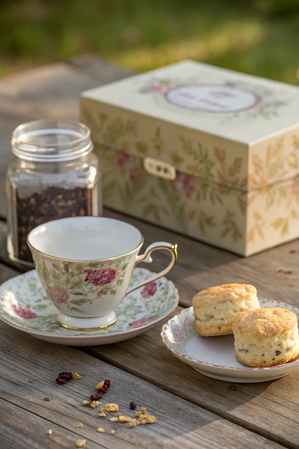 Indulge in the timeless elegance of a Vintage Tea Time Box, perfect for a serene afternoon escape.