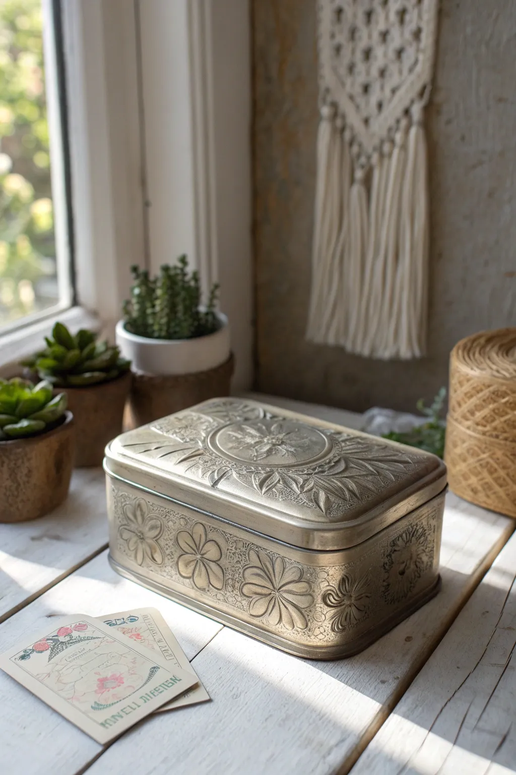 Transform nostalgia into elegance with a vintage tin gift card holder.