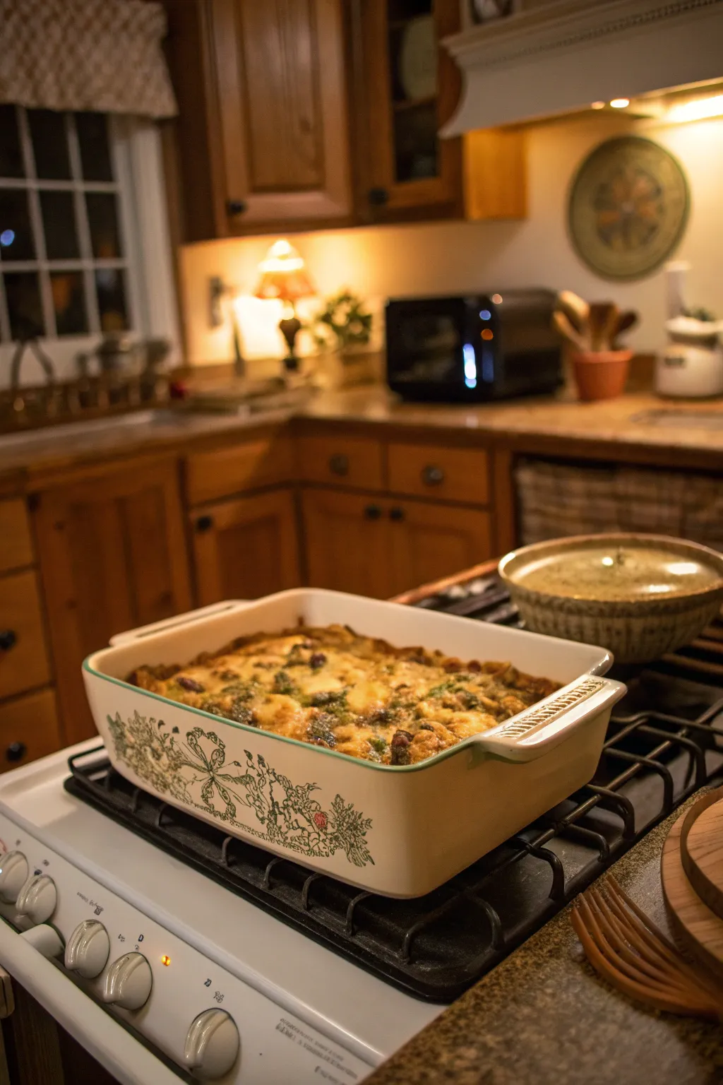 Custom cookware brings warmth and style to their kitchen.