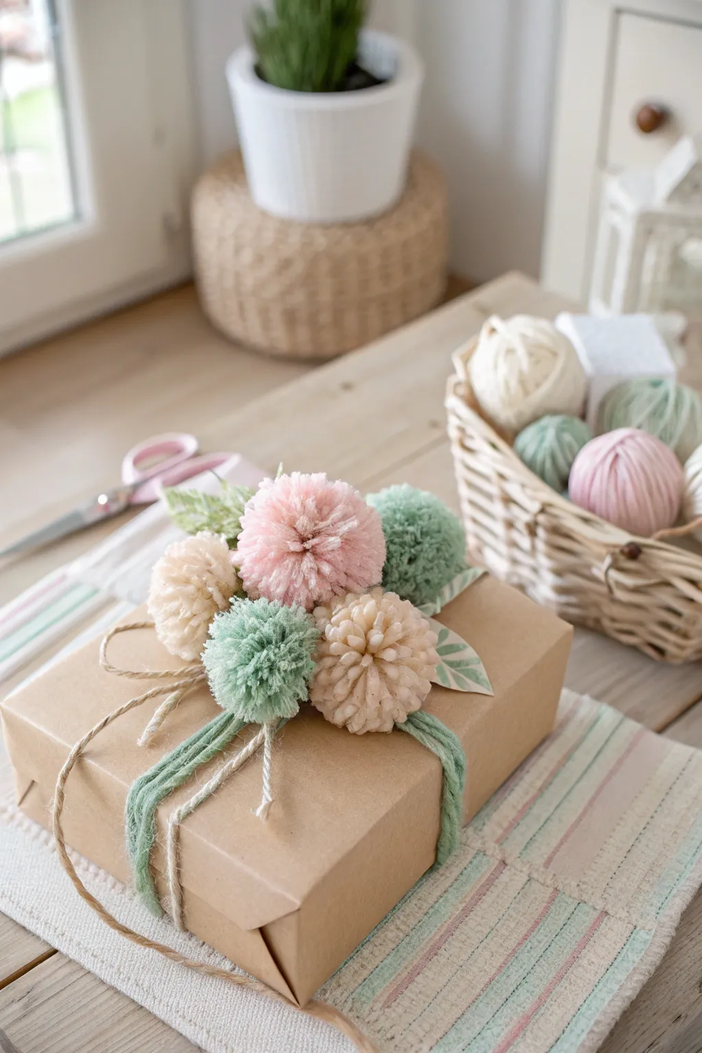 Add a touch of whimsy to your gifts with playful pom poms!