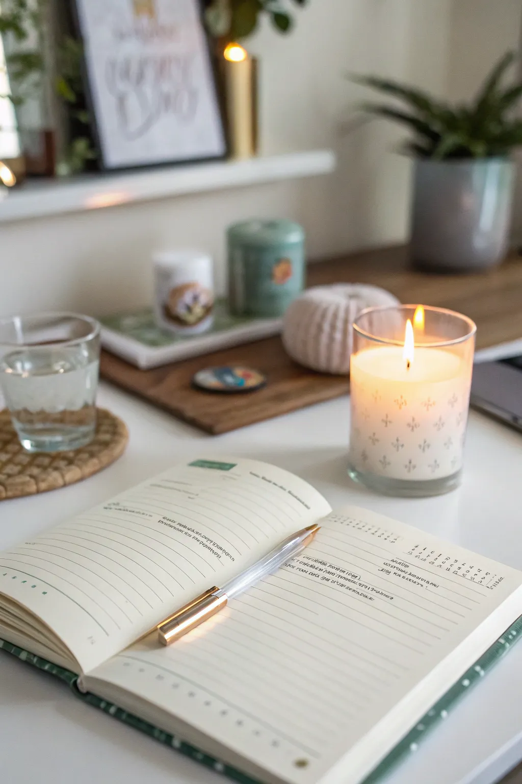 Meditation tools enhance the calming effects of candlelight.
