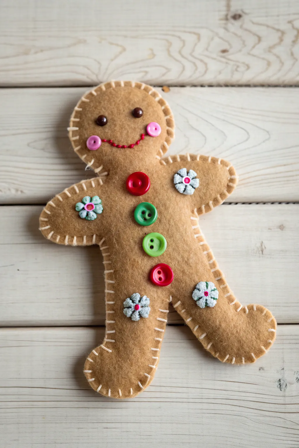 Craft your own whimsical gingerbread man with felt and fabric for a delightful touch of handmade charm!