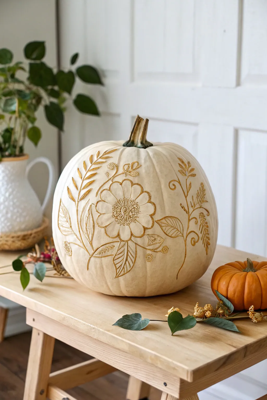 Transform your pumpkin into a Floral Fantasy with intricate carvings that celebrate nature's elegance.