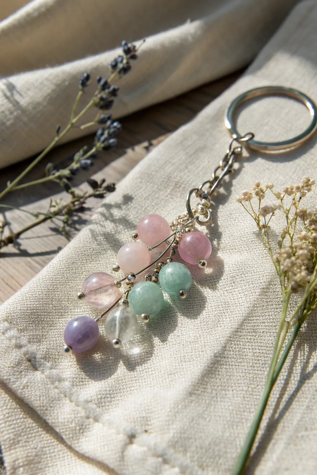 Transform your keys into a delightful accessory with these handcrafted glass bead keychains.