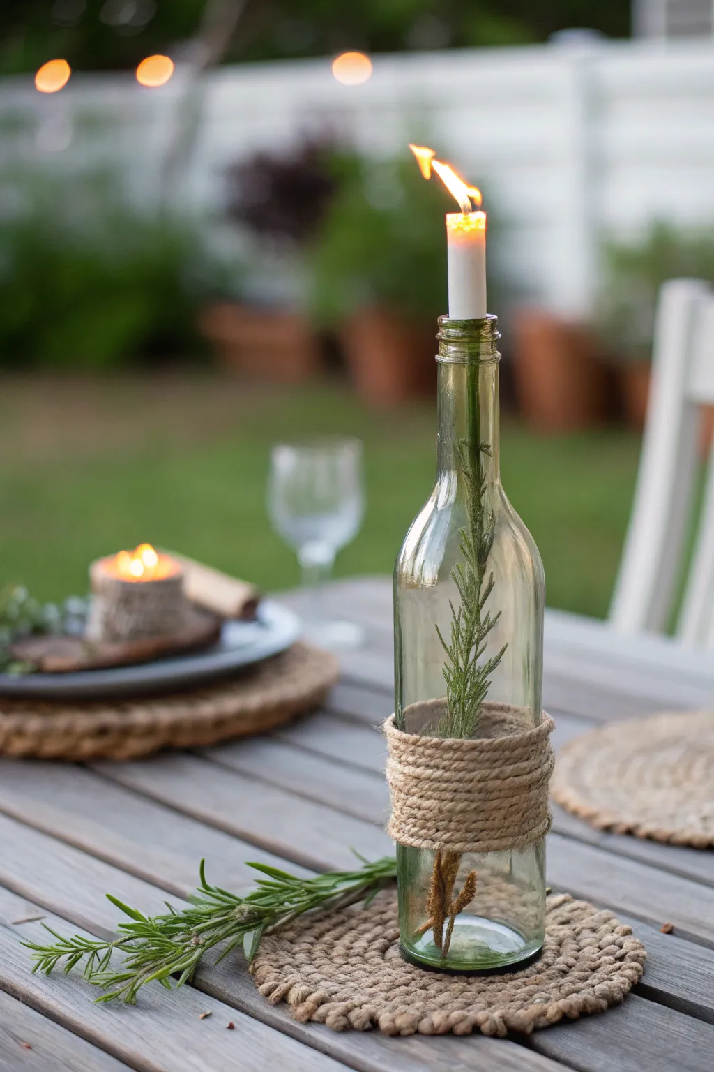Illuminate your outdoor gatherings with handcrafted wine bottle tiki torches – the perfect blend of simplicity and style.