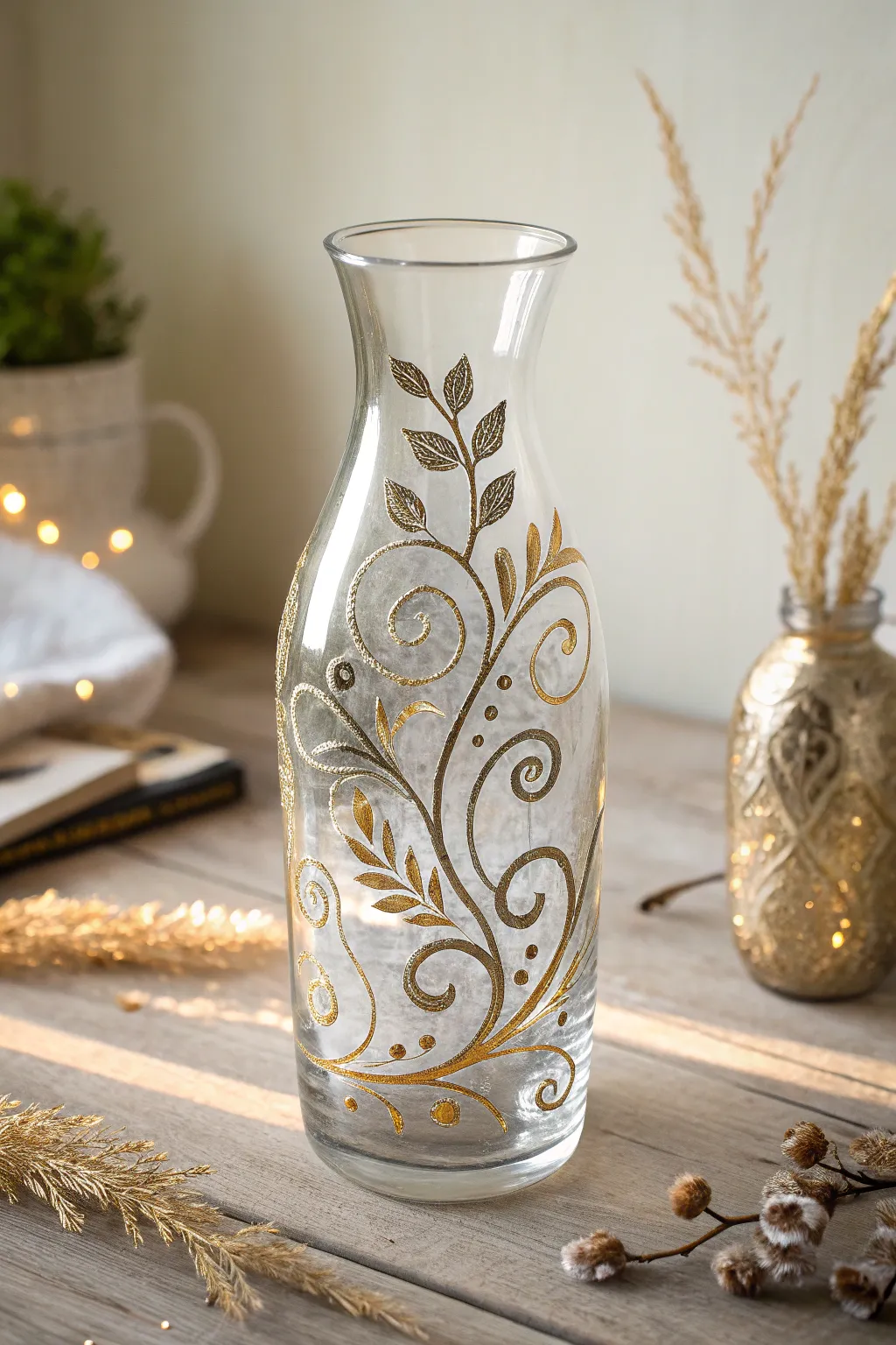 Transform your space with the captivating glow of metallic glass art.