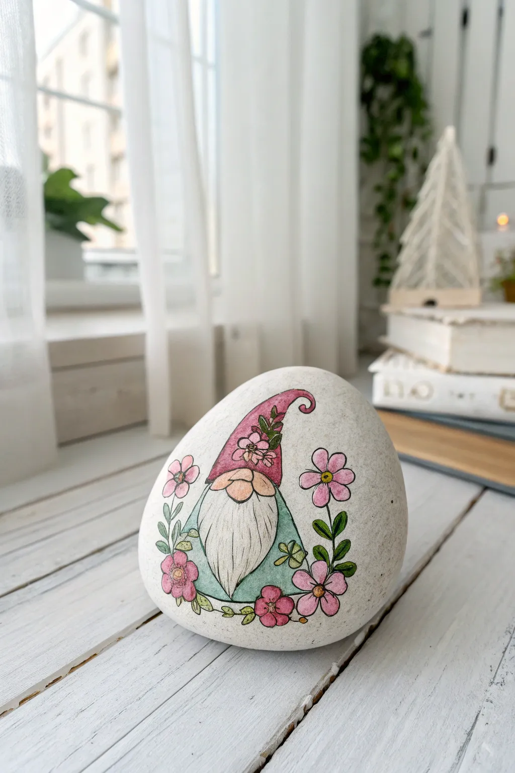 Embrace whimsy with a floral-bearded gnome – a perfect blend of nature and art.