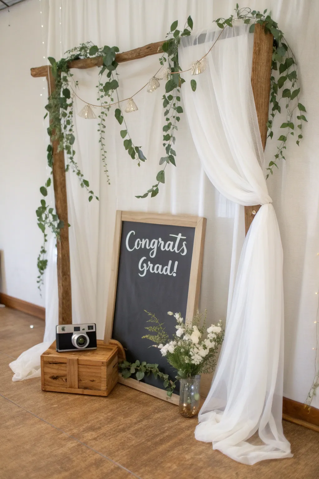 Capture the moment: A minimalist photo booth for a memorable graduation celebration.