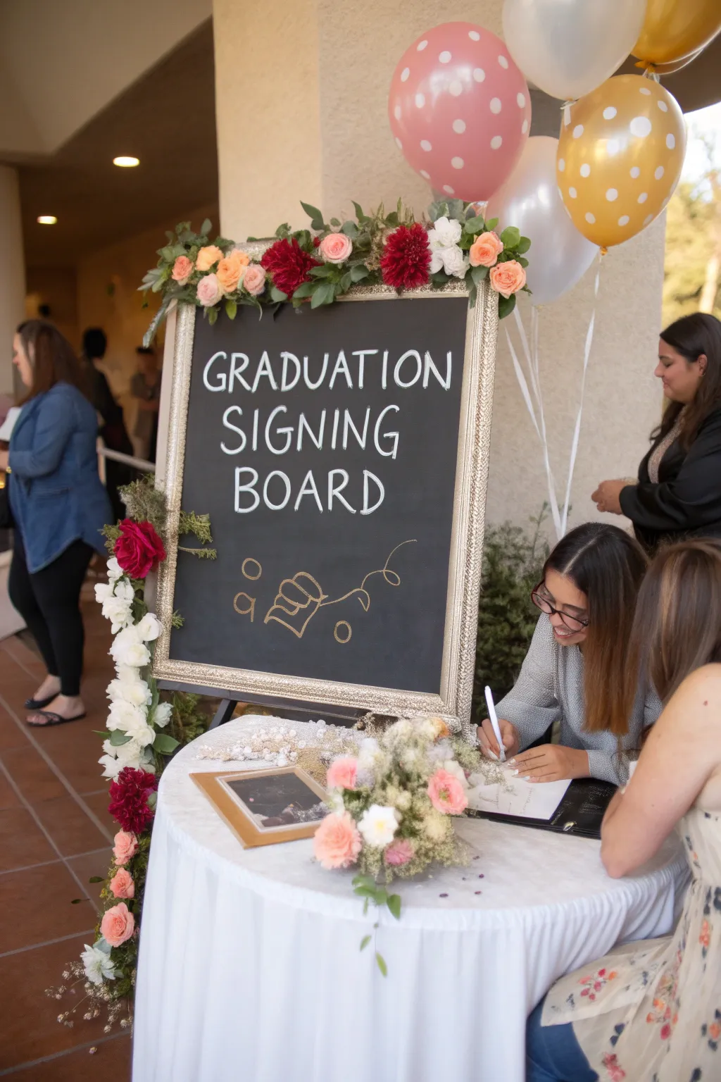 A signing board with an inspirational quote for added meaning.