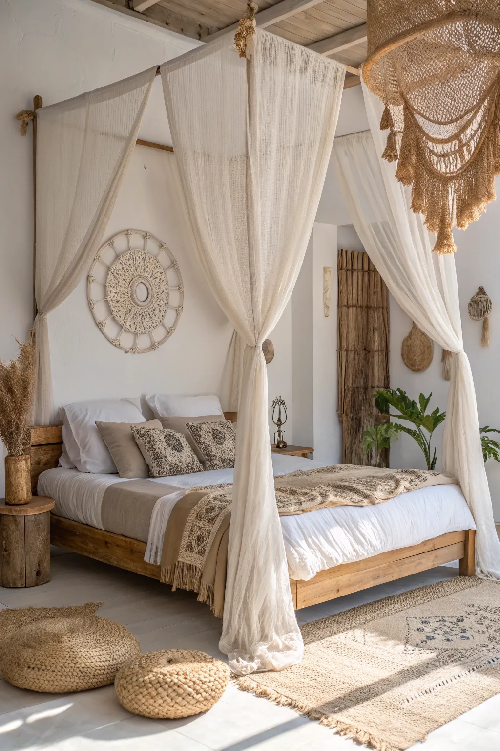 Transform your bedroom into a serene sanctuary with a dreamy boho canopy. Perfect for unwinding at the end of the day.