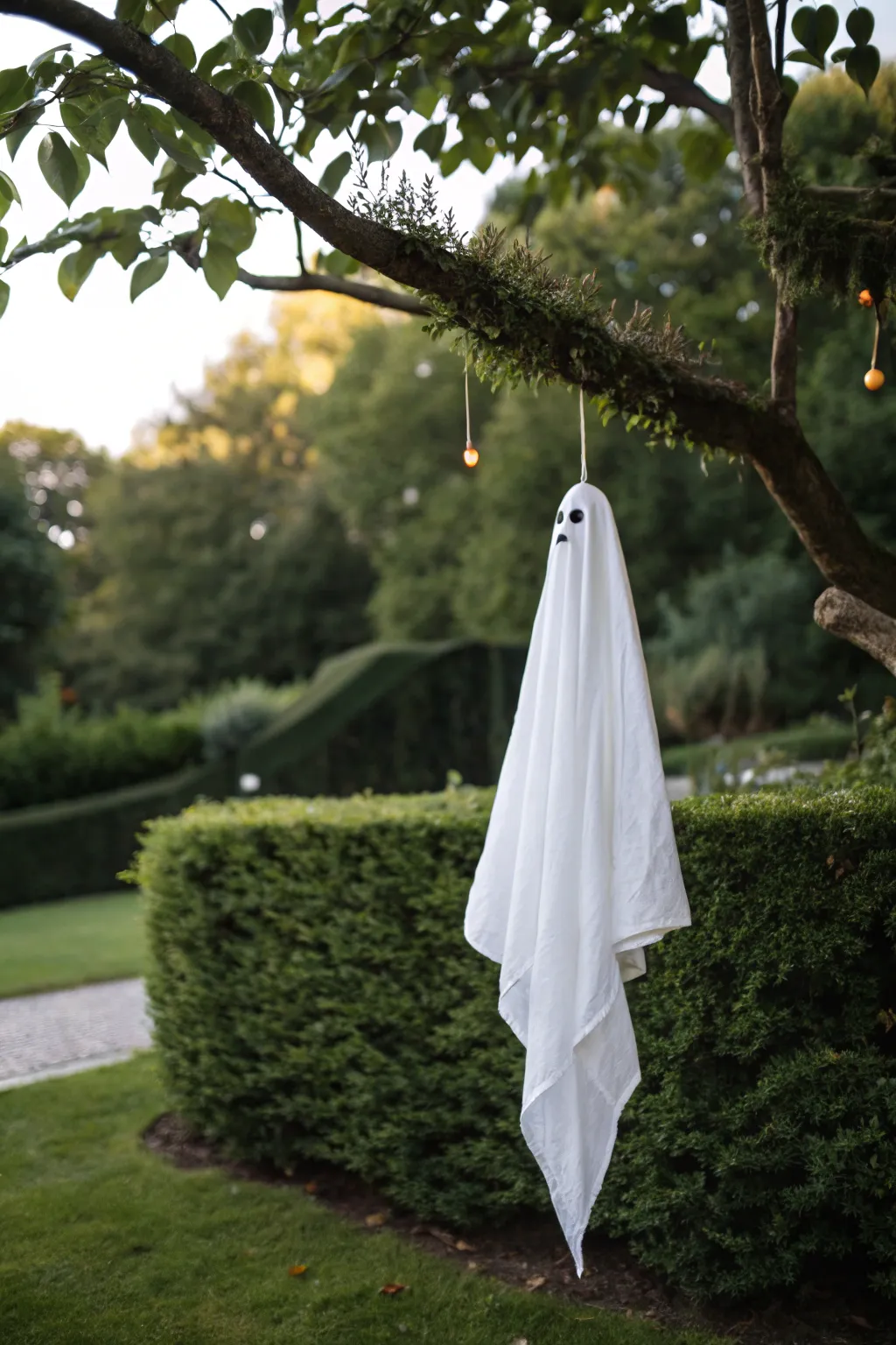 Embrace the haunting beauty of simplicity with this DIY ghost decoration, adding a touch of whimsy to your Halloween porch.