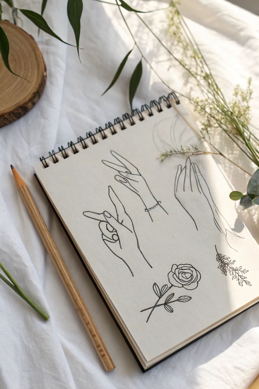 Capture the essence of movement with quick and expressive hand gesture drawings. Embrace minimalism and natural beauty in your artistic journey.