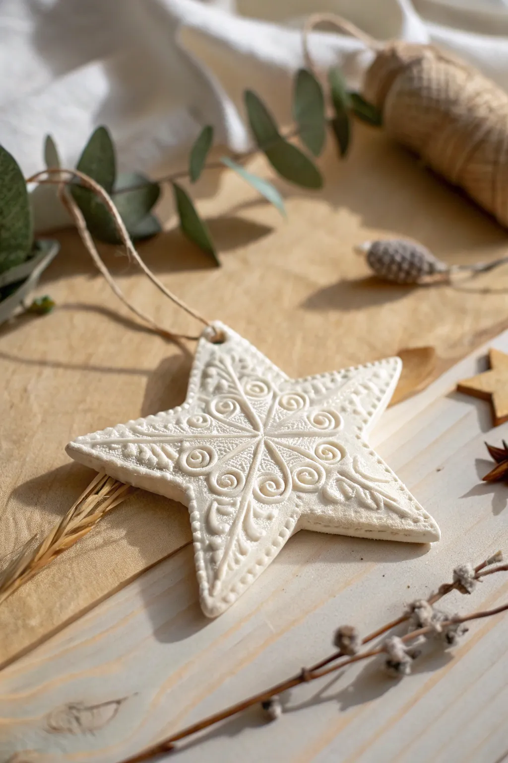 Crafting magic: Handcrafted salt dough star ornament, a simple yet beautiful creation.