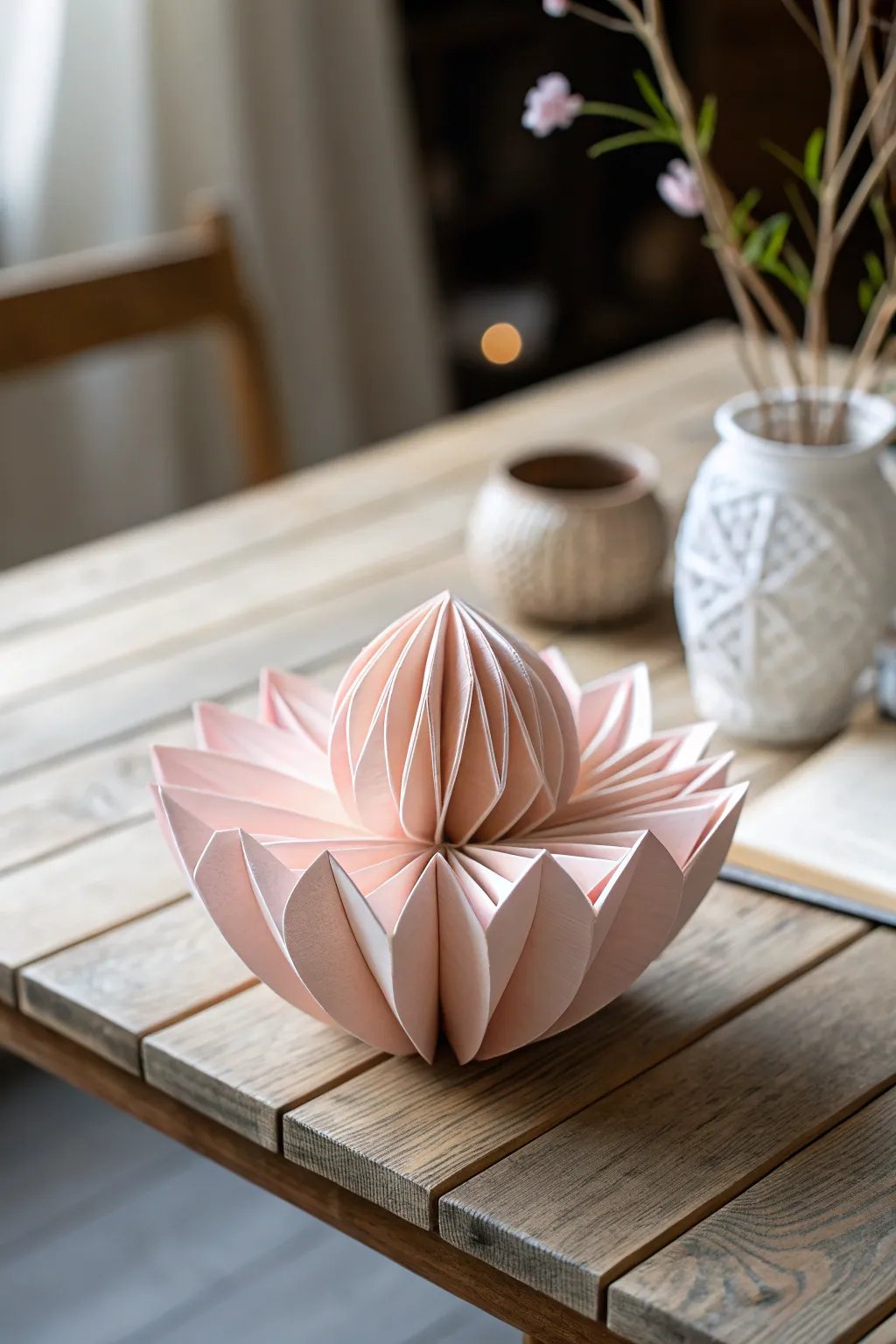 Add a touch of handcrafted charm to your space with this beautiful accordion paper flower.