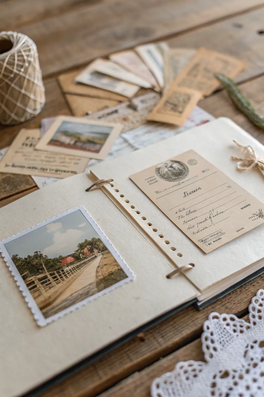 Capture timeless memories with vintage treasures in your scrapbook.