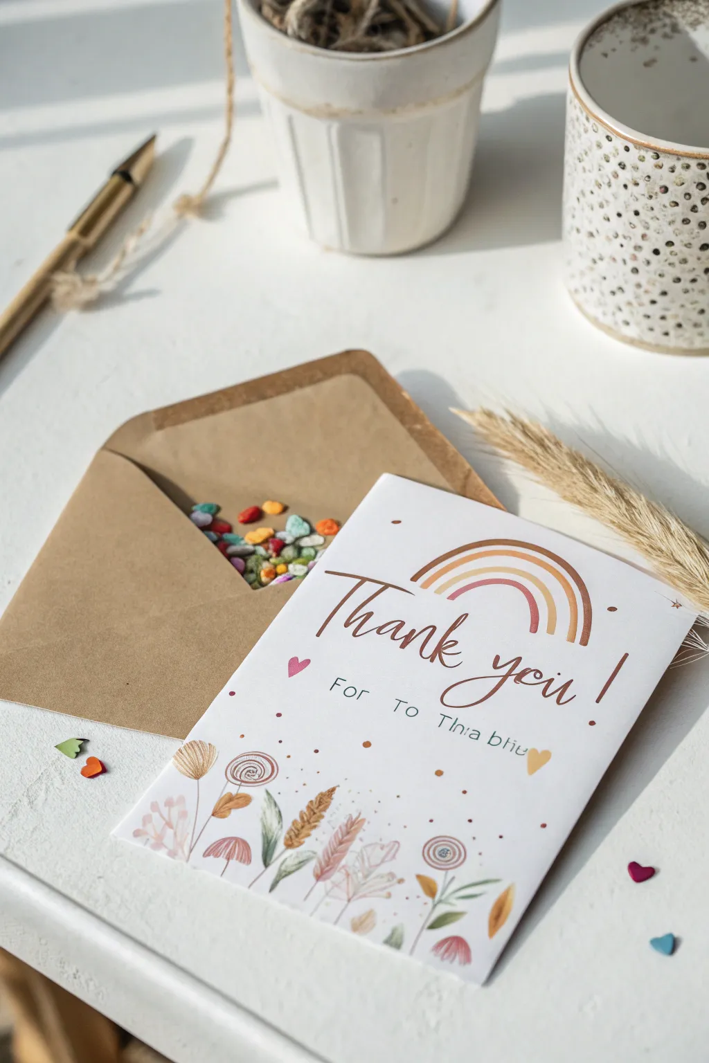 Celebrate your teacher's efforts with a delightful confetti surprise in a handmade thank you card.