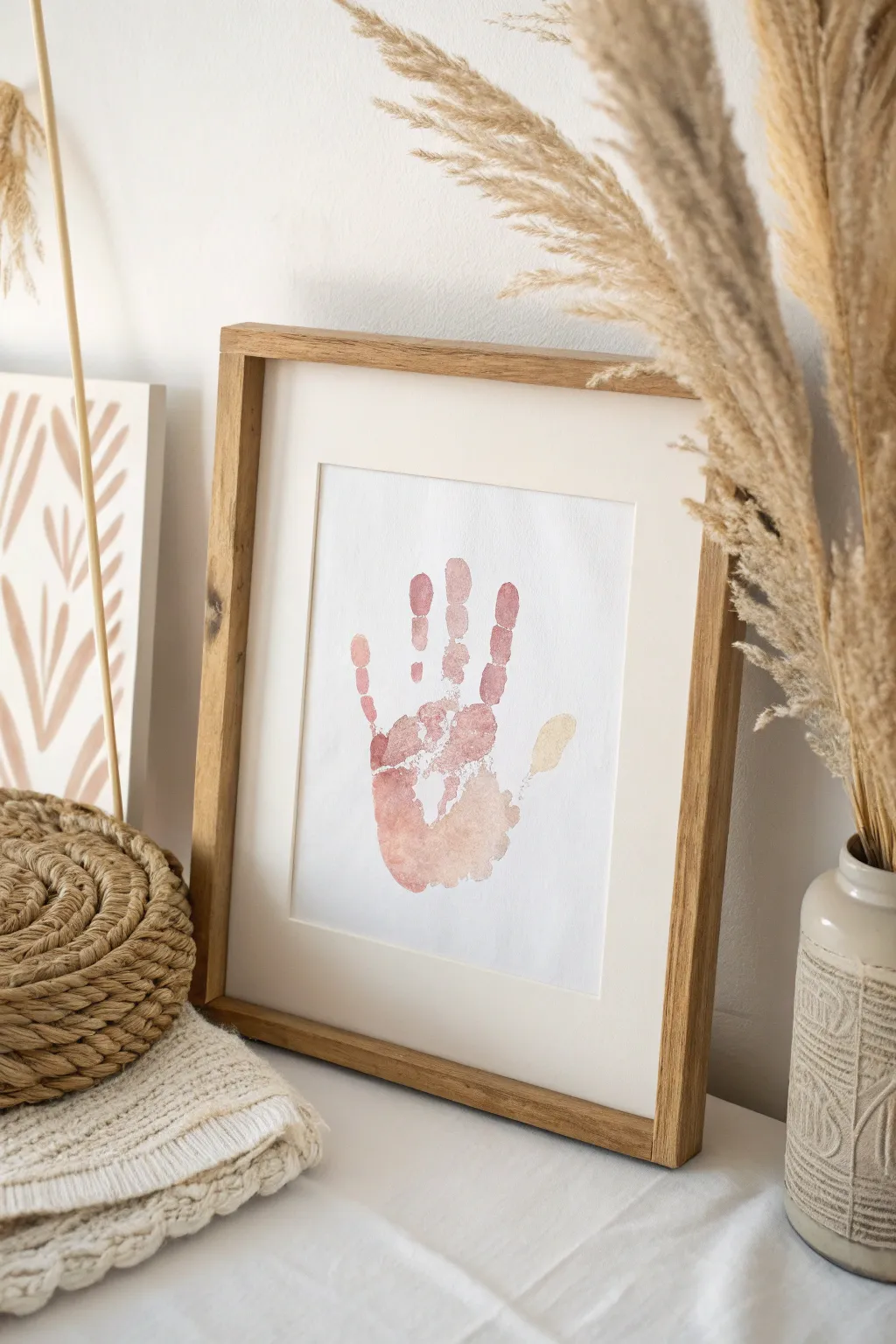 Embrace simplicity and creativity with this exquisite handprint wall art, perfect for adding a personal touch to your minimalist space.