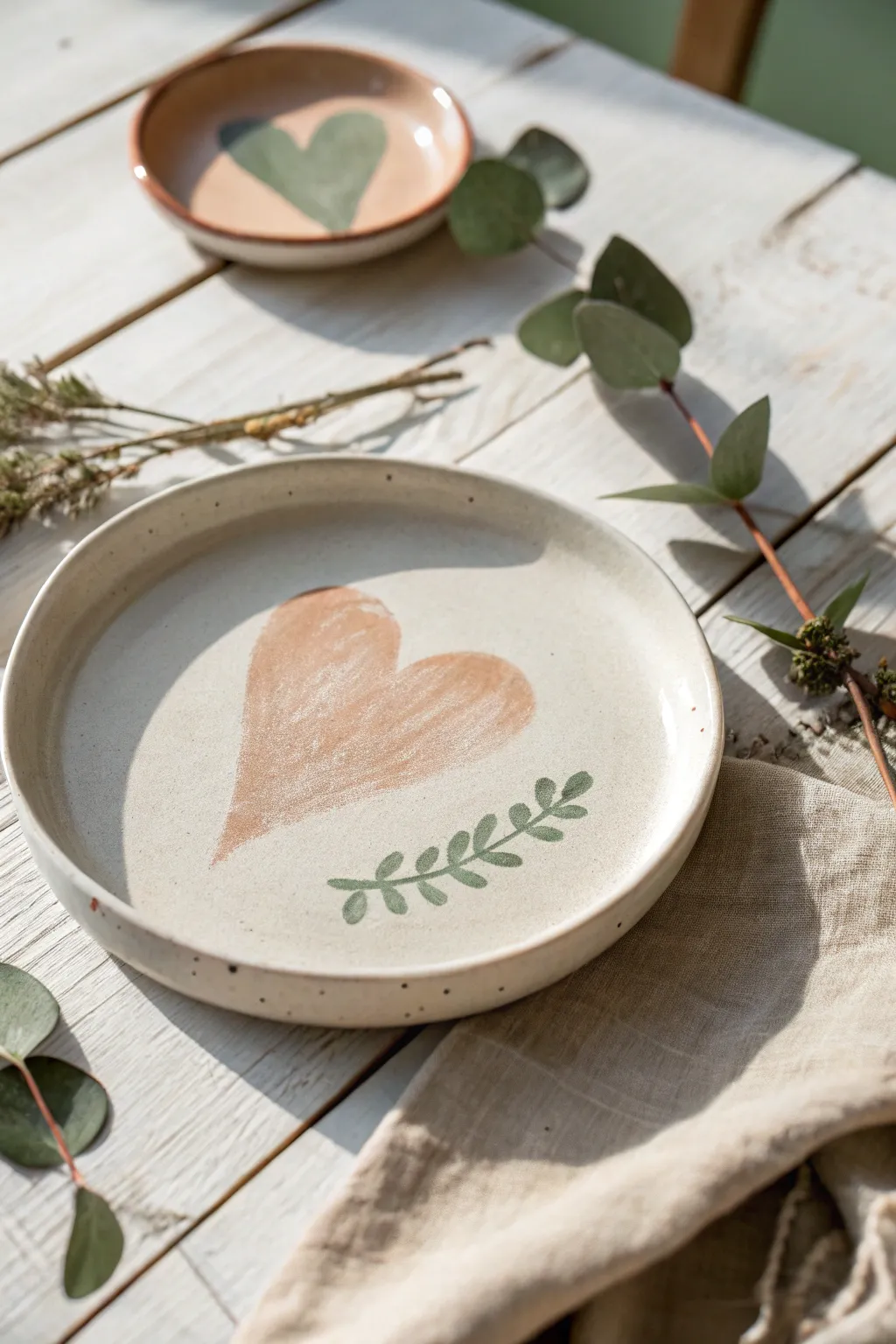 Elevate your home decor with this stunning stencil art heart plate, where simplicity meets elegance.