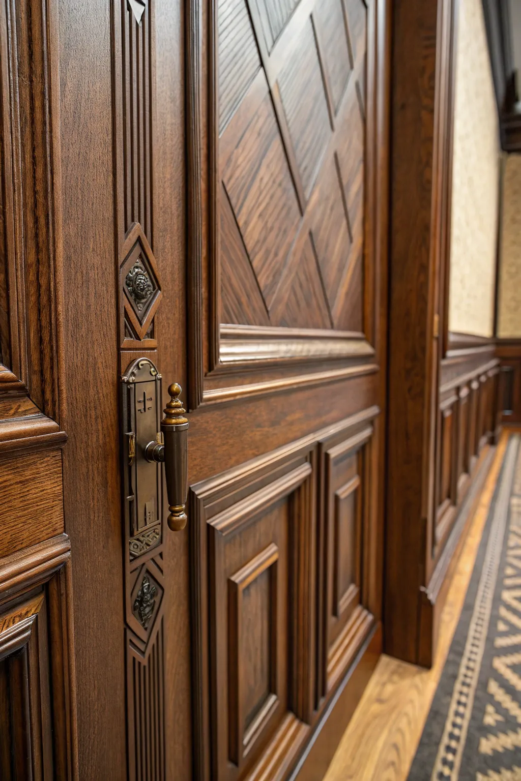 Discover the seamless elegance of hidden access with wainscoting wonders.