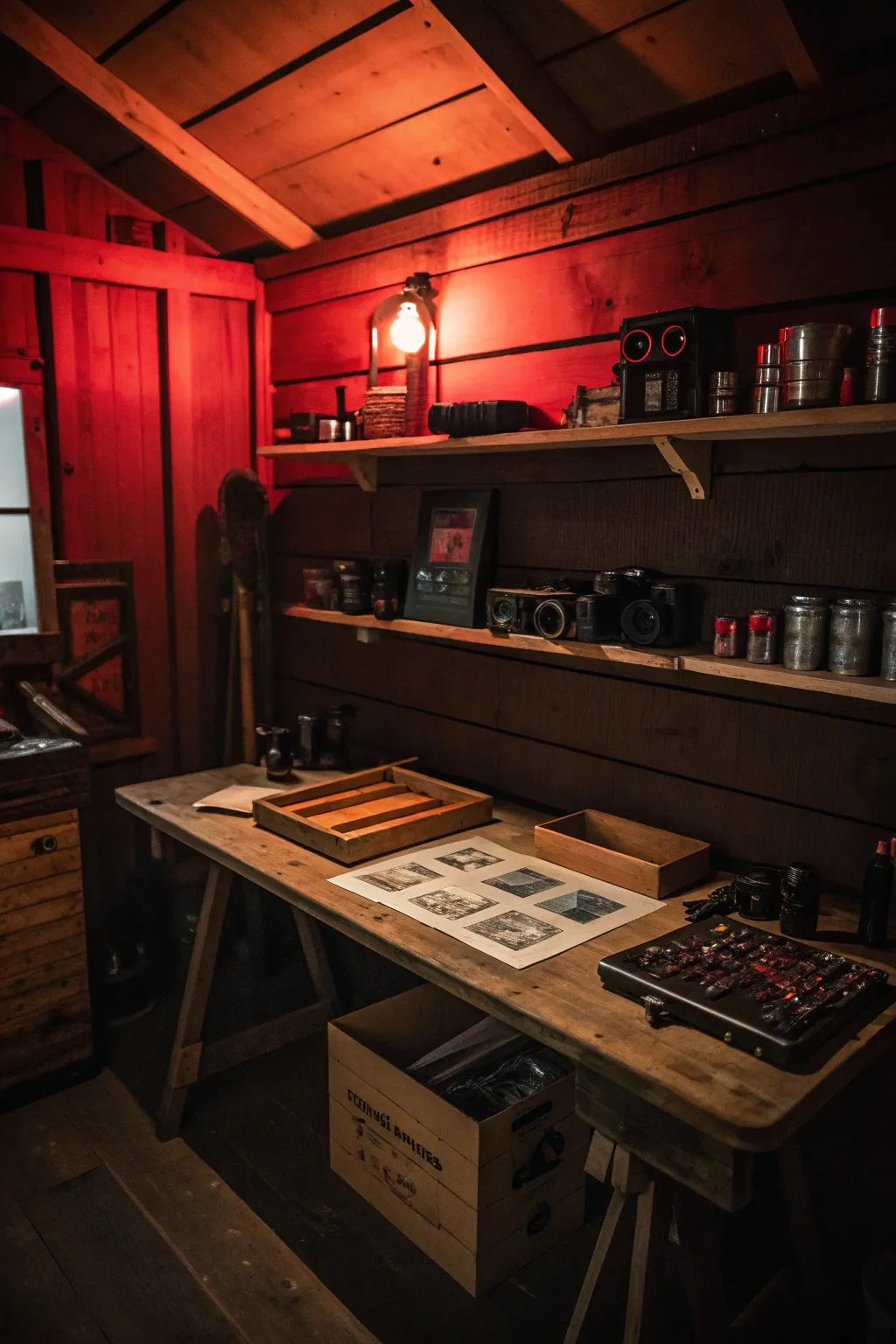Step into your creative sanctuary with a vintage-inspired photography darkroom.