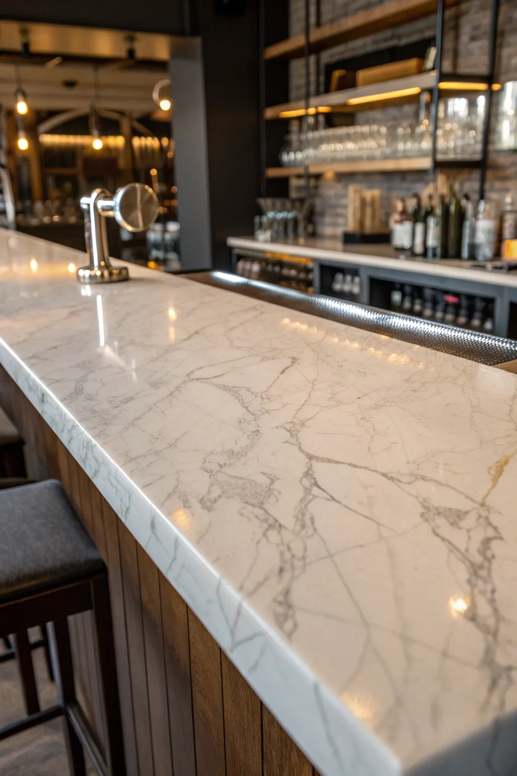 Transform your space with the elegance of marble contact paper, perfect for a stunning DIY bar top upgrade.