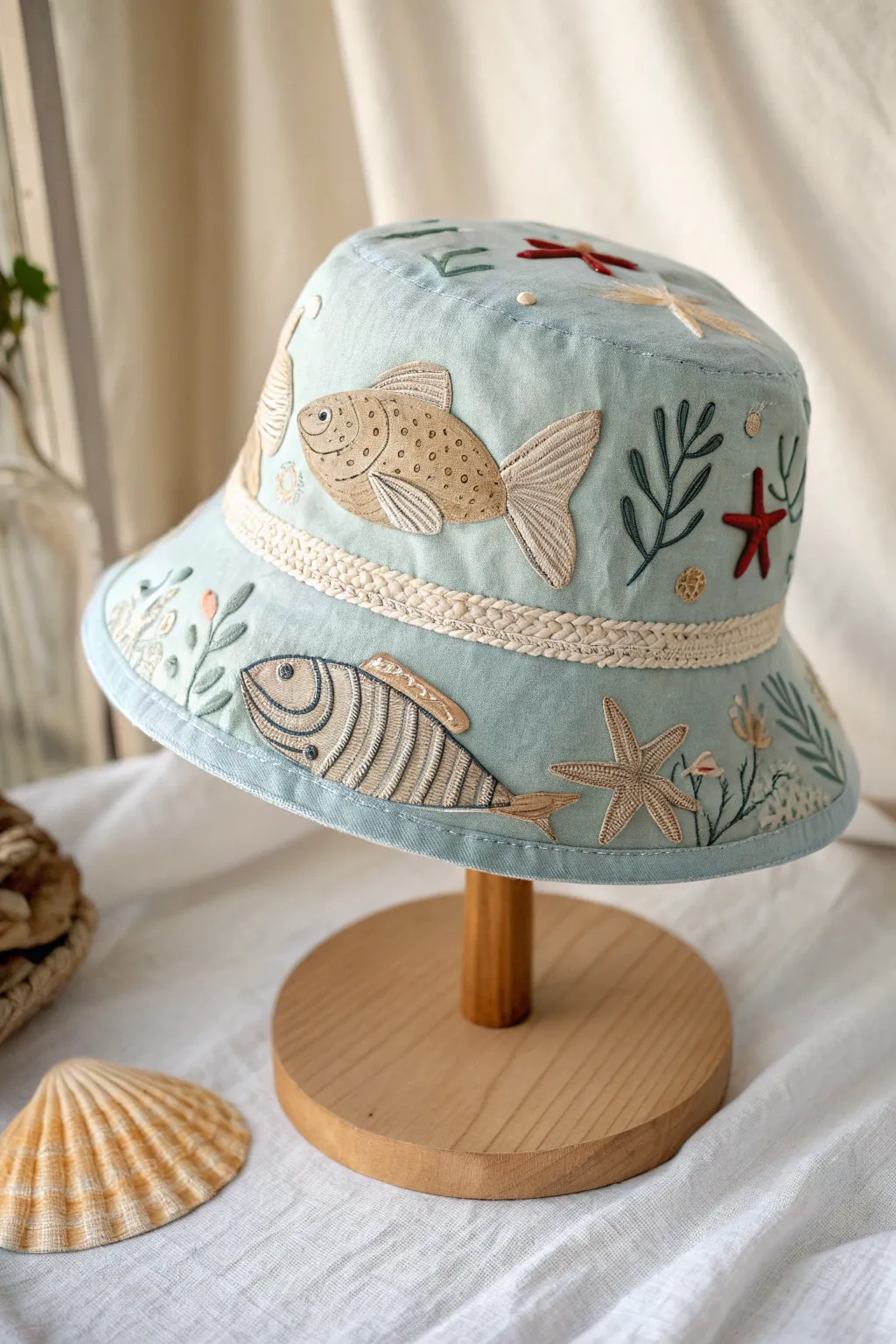 Dive into style with this ocean-inspired homemade hat, perfect for bringing a touch of the beach to your everyday look.