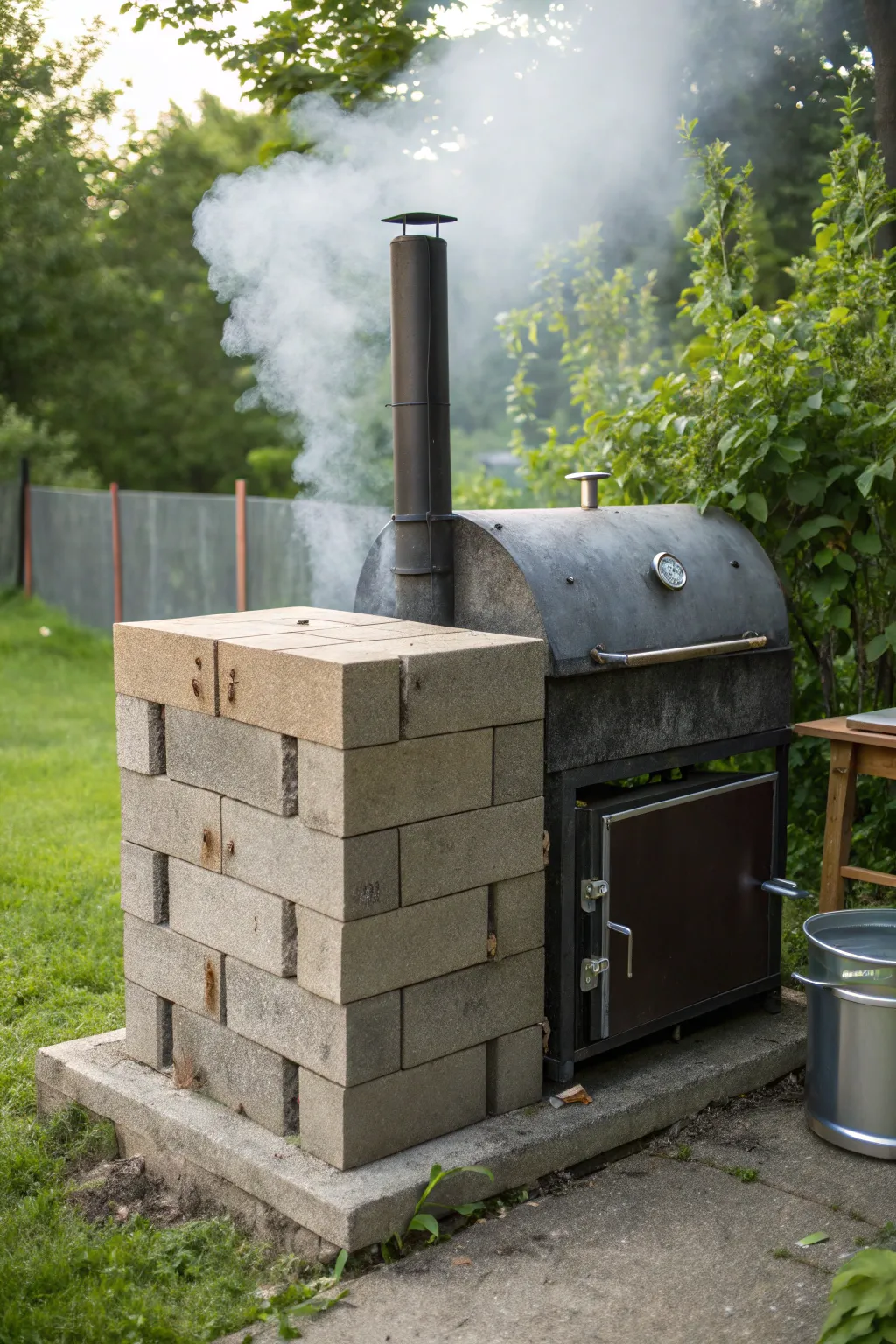 Transform your backyard with this rugged DIY concrete block smoker—where craftsmanship meets function.
