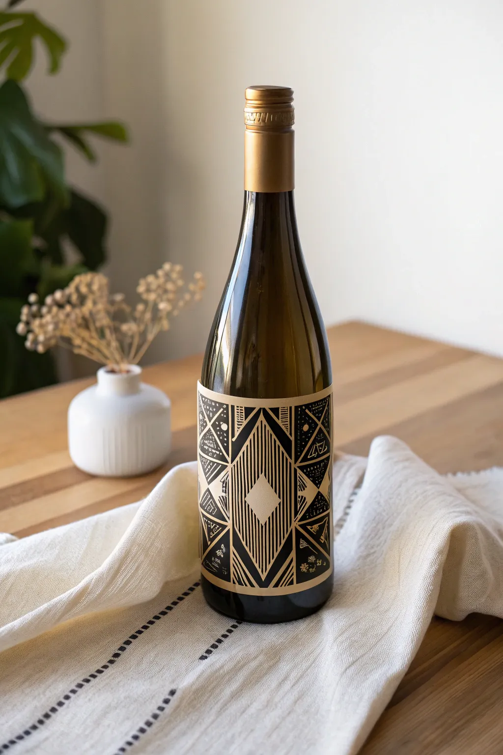 Elevate your homemade wine with an Art Deco label that captures vintage sophistication and minimalist charm.