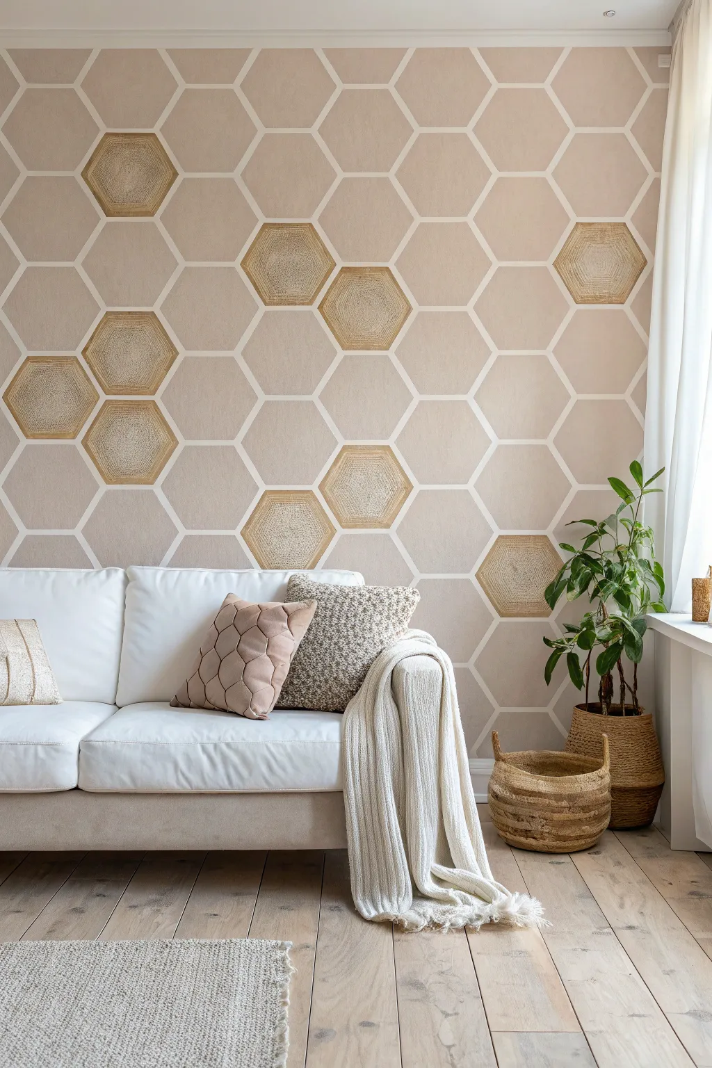 Elevate your space with the subtle elegance of honeycomb wallpaper, blending simplicity with natural beauty.