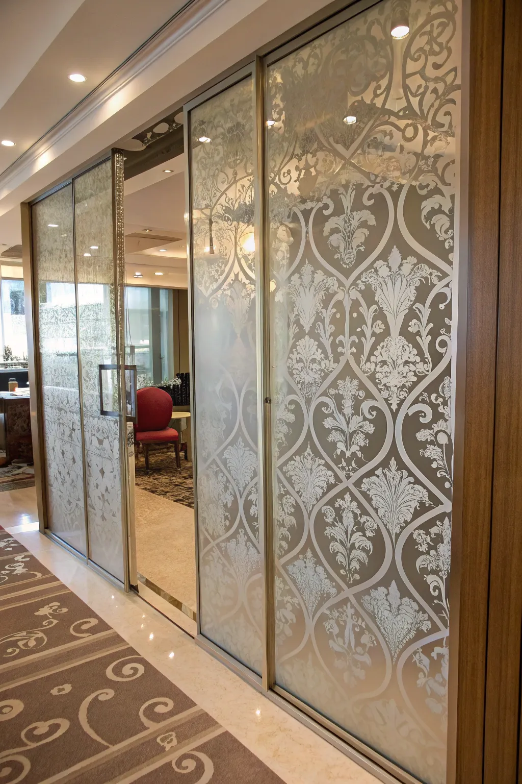 Enhance your space with stenciled glass designs.