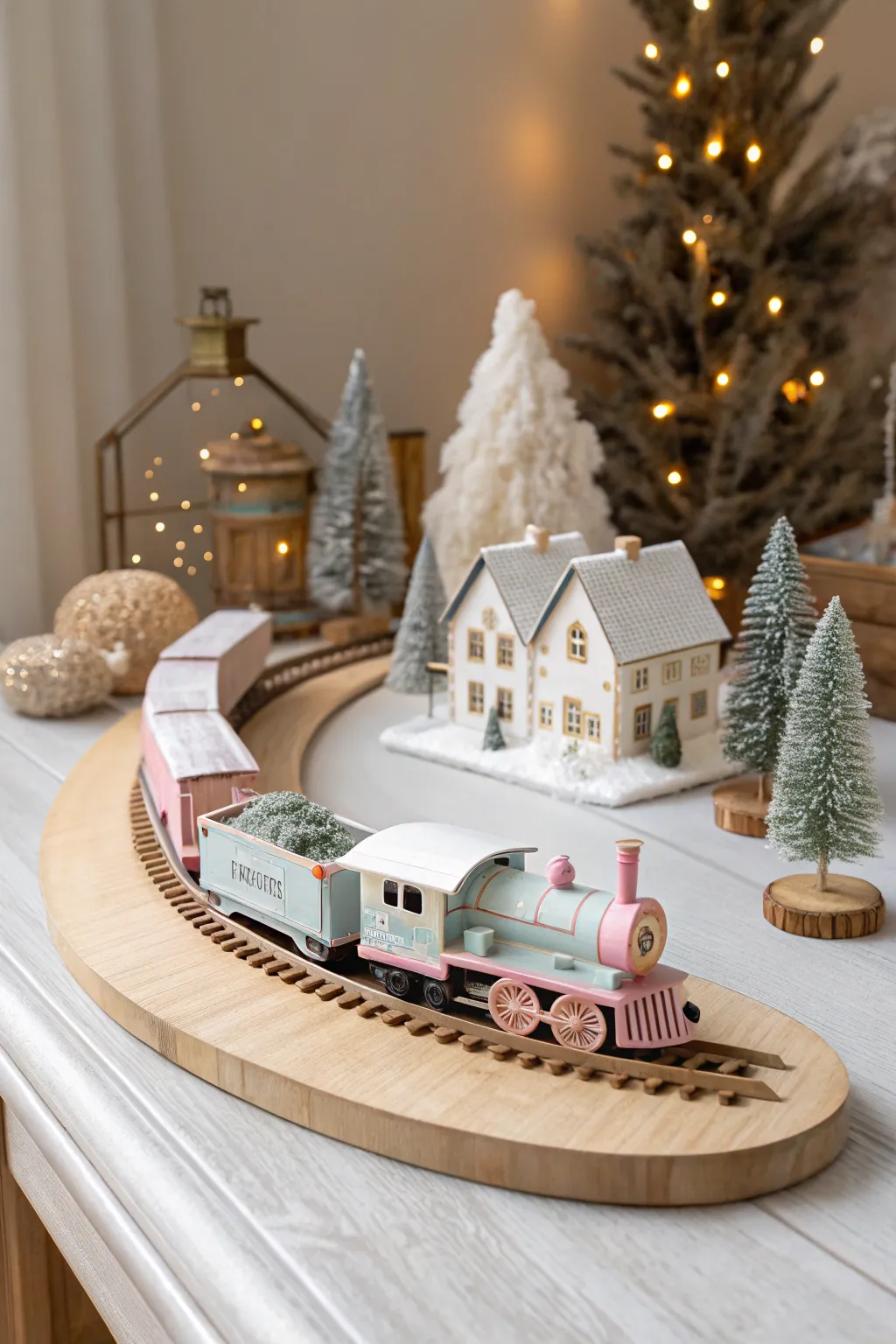 Let your Christmas village come alive with a charming train set that delights both young and old. 🚂✨ #ScandinavianChristmas #MinimalistDecor