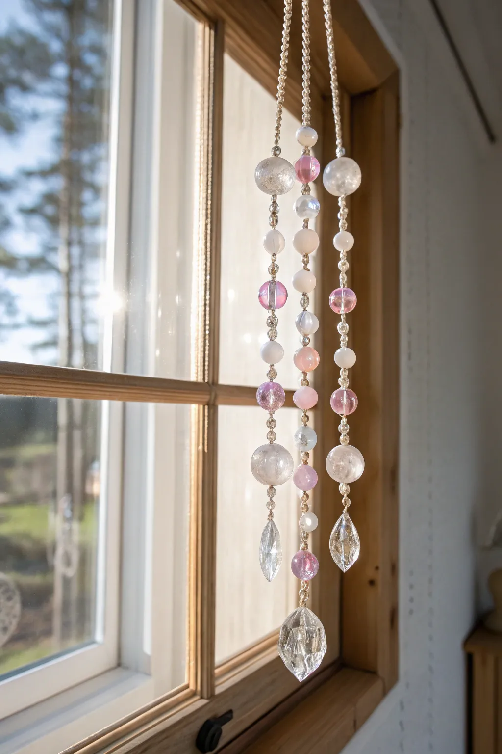 Let the light dance with this whimsical beaded sun catcher, bringing a touch of boho charm to your minimalist space.