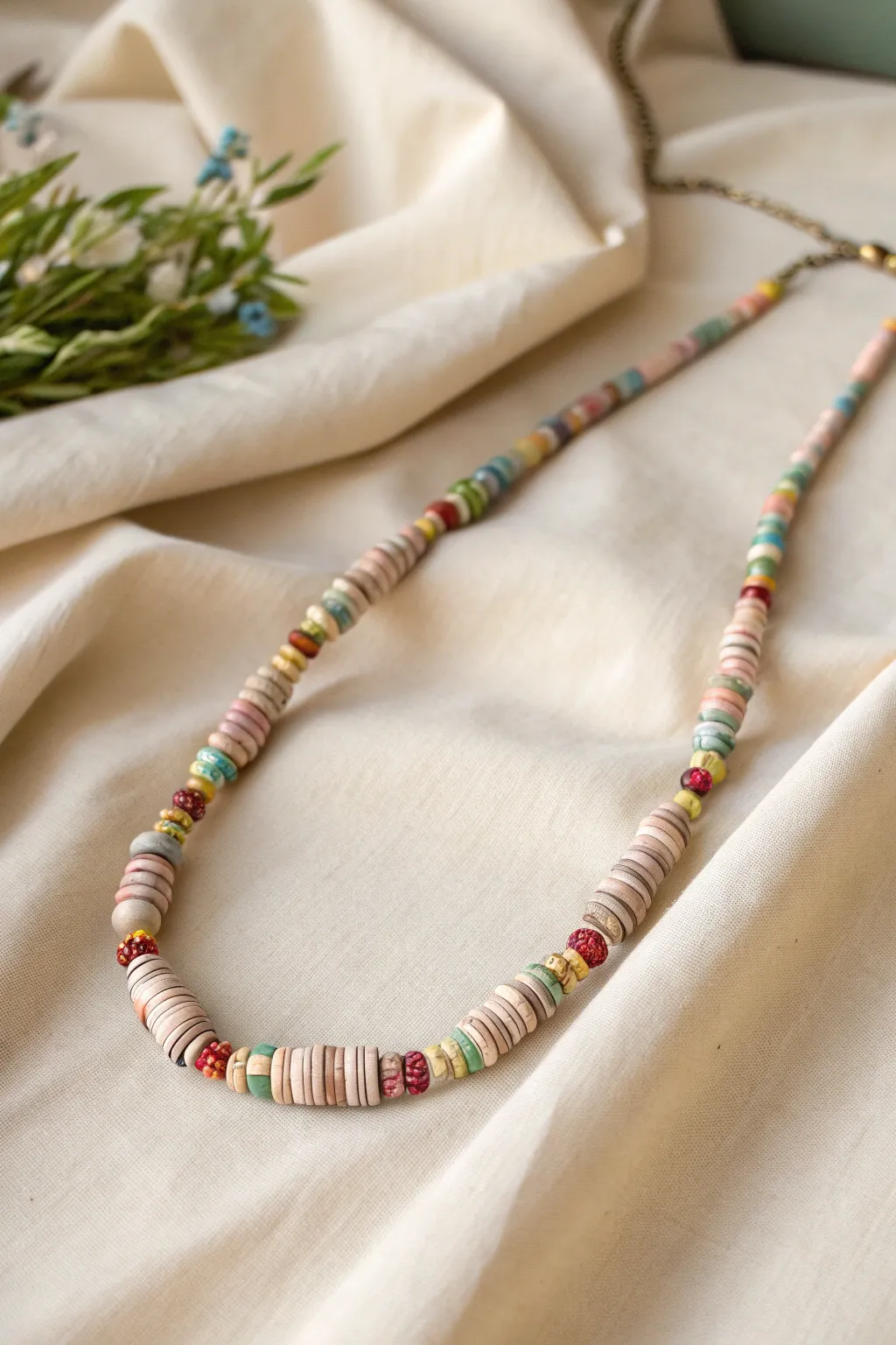 Transform magazine pages into chic paper bead jewelry, celebrating simplicity and natural beauty.