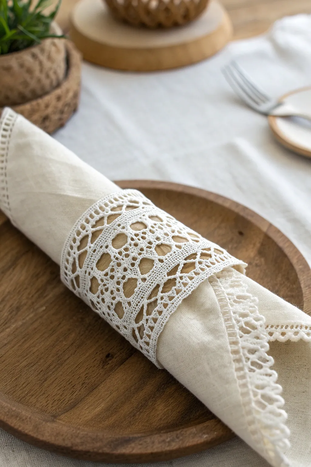 Elevate your dining experience with this beautifully crafted lace napkin ring, where elegance meets simplicity.