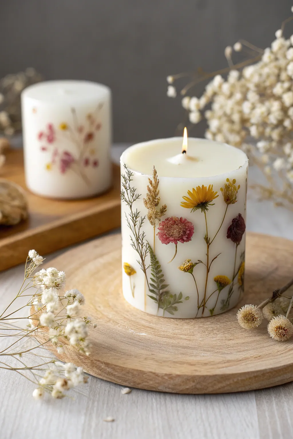 Illuminate your space with the timeless beauty of floral candles, blending minimalism and Boho elegance.