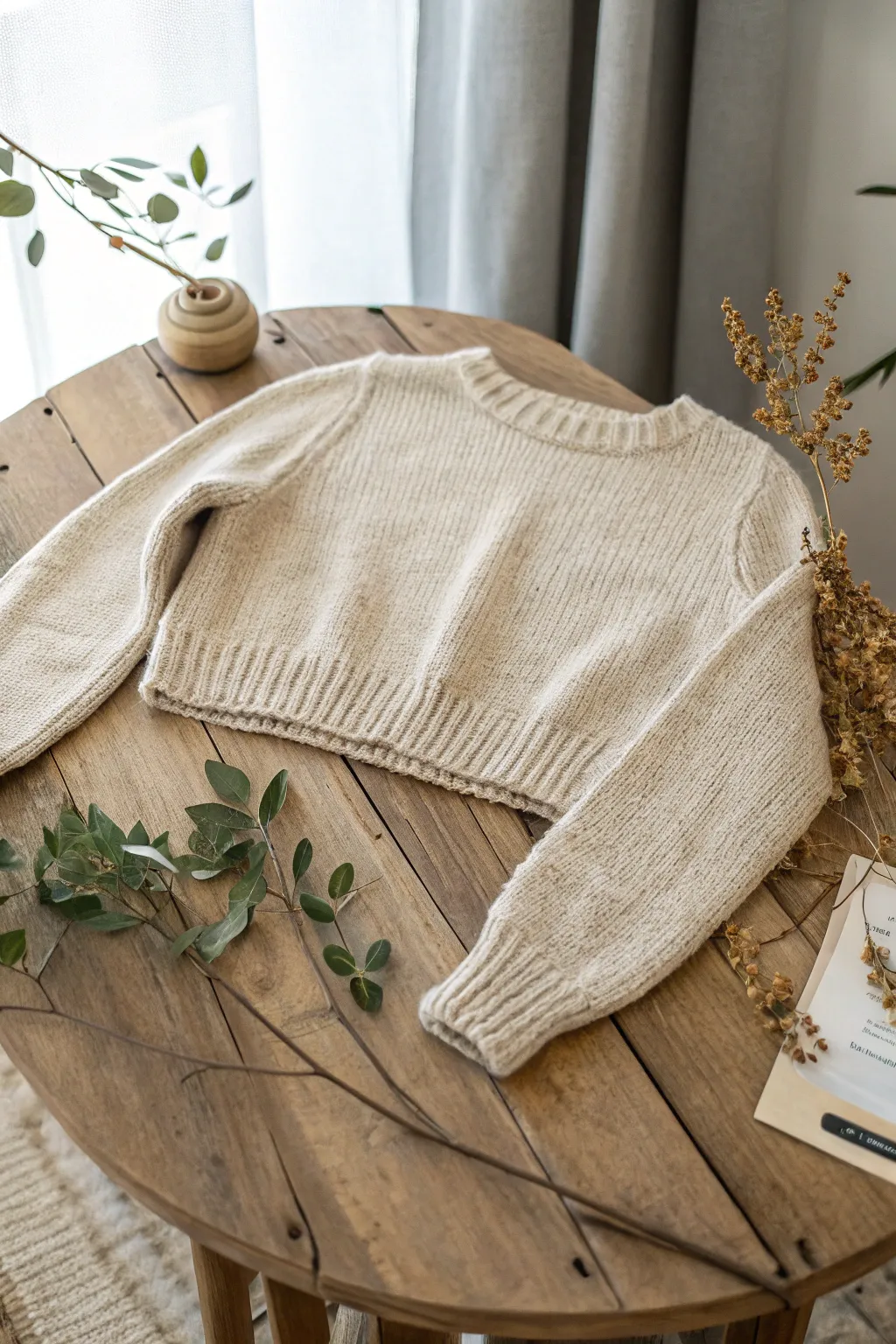 Transform your wardrobe with a simple snip! This cropped sweater is the perfect blend of minimalist style and Boho flair.