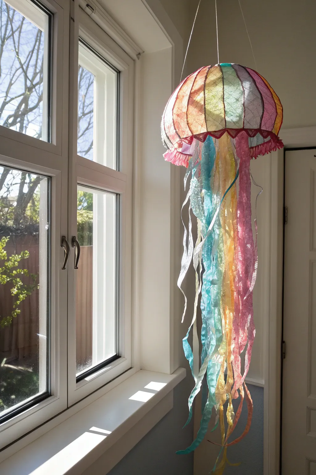 Catch the sun with this whimsical suncatcher jellyfish, a perfect blend of minimalist charm and boho flair.