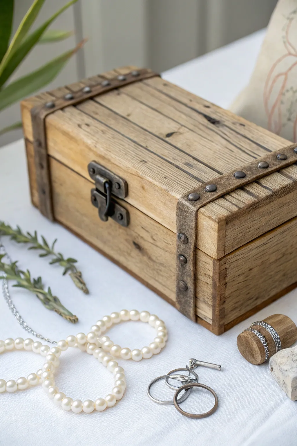 Discover the rustic charm of timeless elegance with this beautifully crafted jewelry box.
