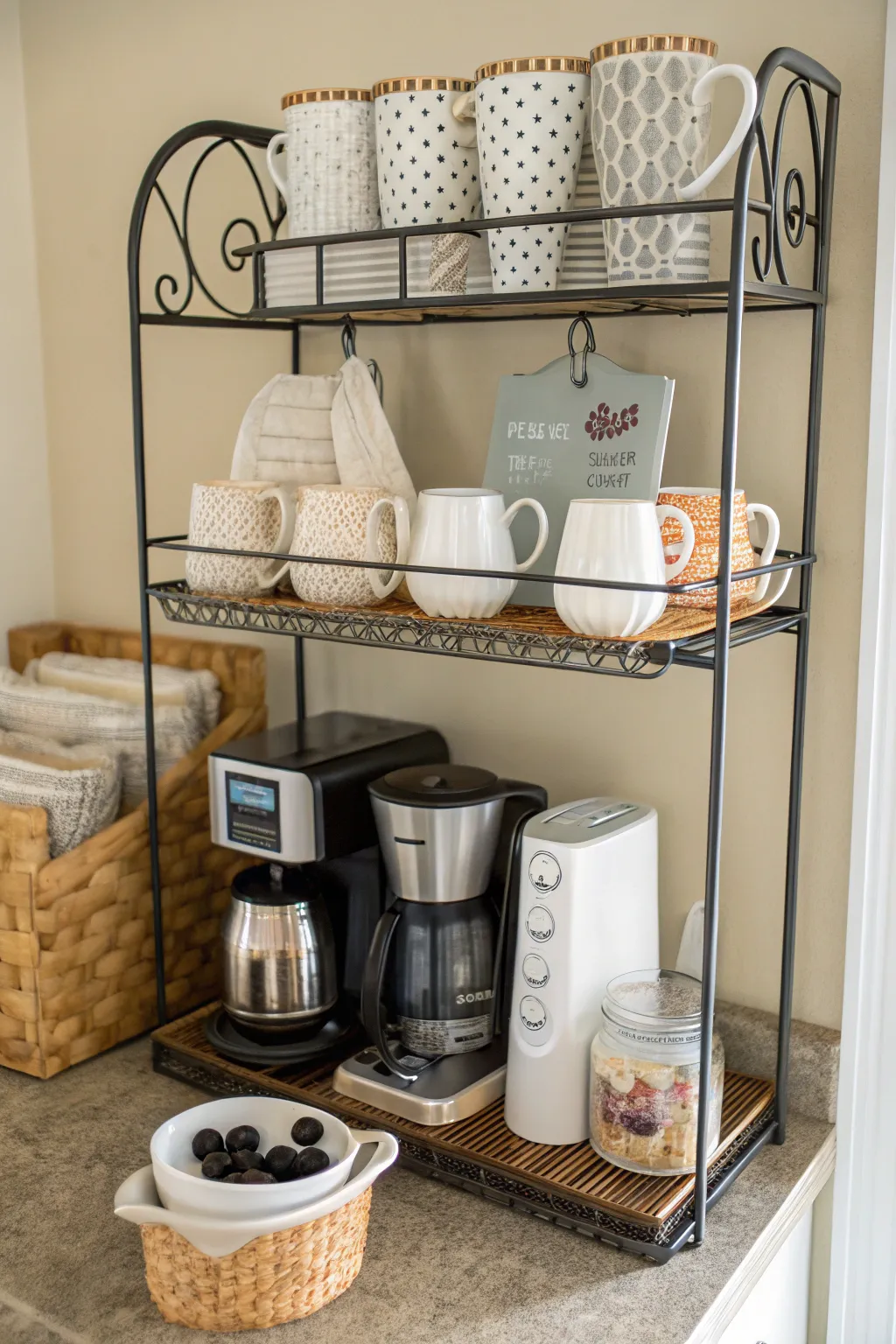 A coffee station makes mornings more delightful.