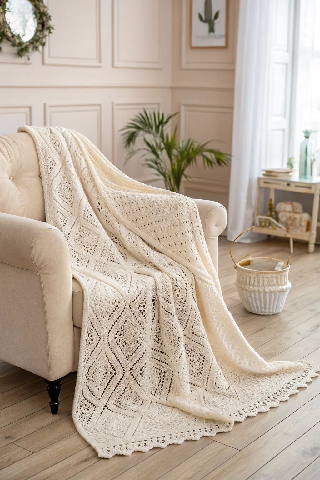 Wrap yourself in the elegance of lace knit sophistication.