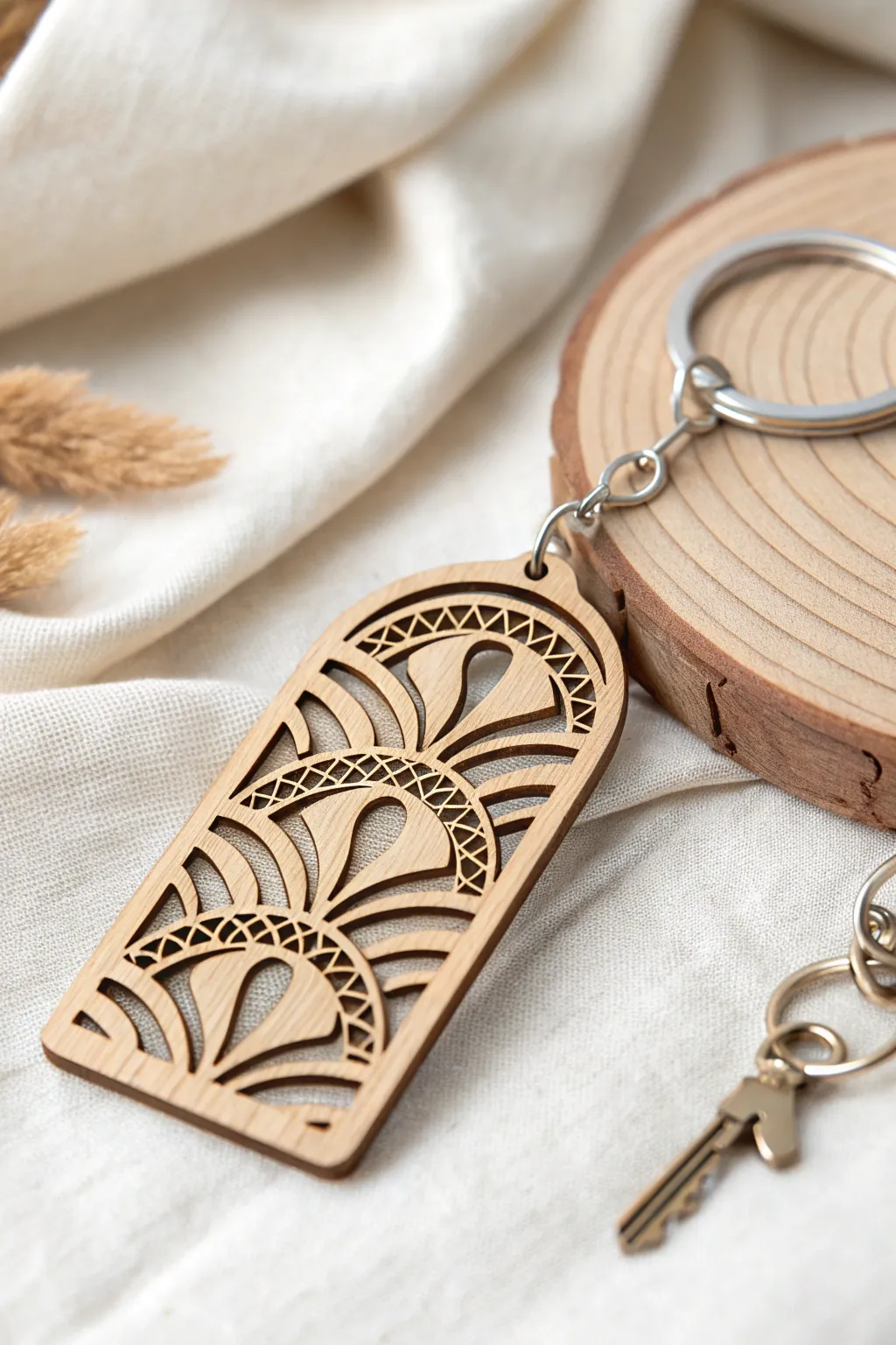 Embrace artistry with this uniquely crafted abstract keychain, where simplicity meets elegance.