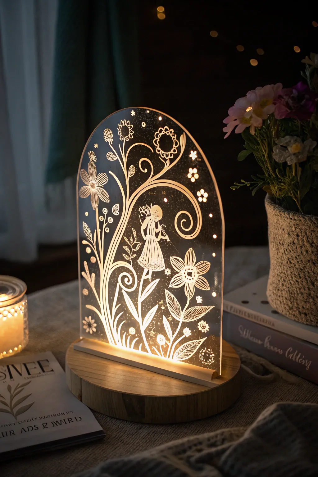 Light up your nights with the art of laser-engraved acrylic.