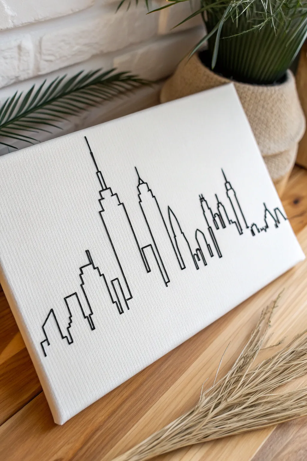 Capture the essence of urban beauty with a minimalist city skyline drawing. Perfect for those who appreciate simplicity and natural elegance.