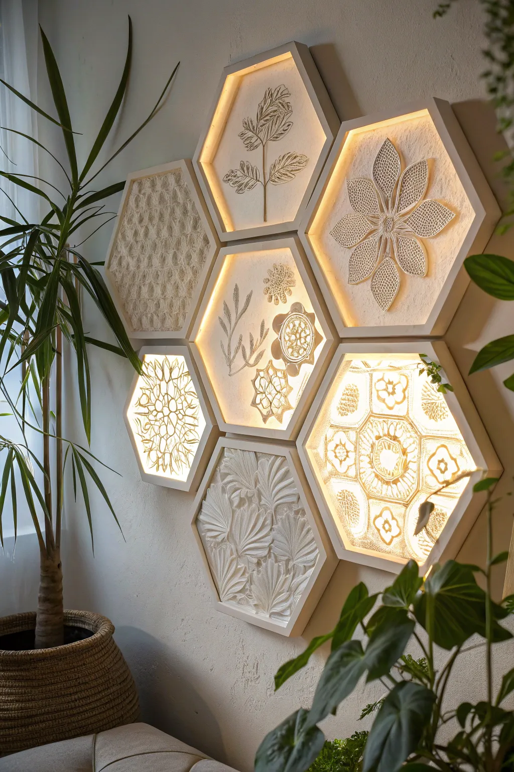 Illuminate your space with the modern elegance of hexagonal lithophanes—where craftsmanship meets artistry.