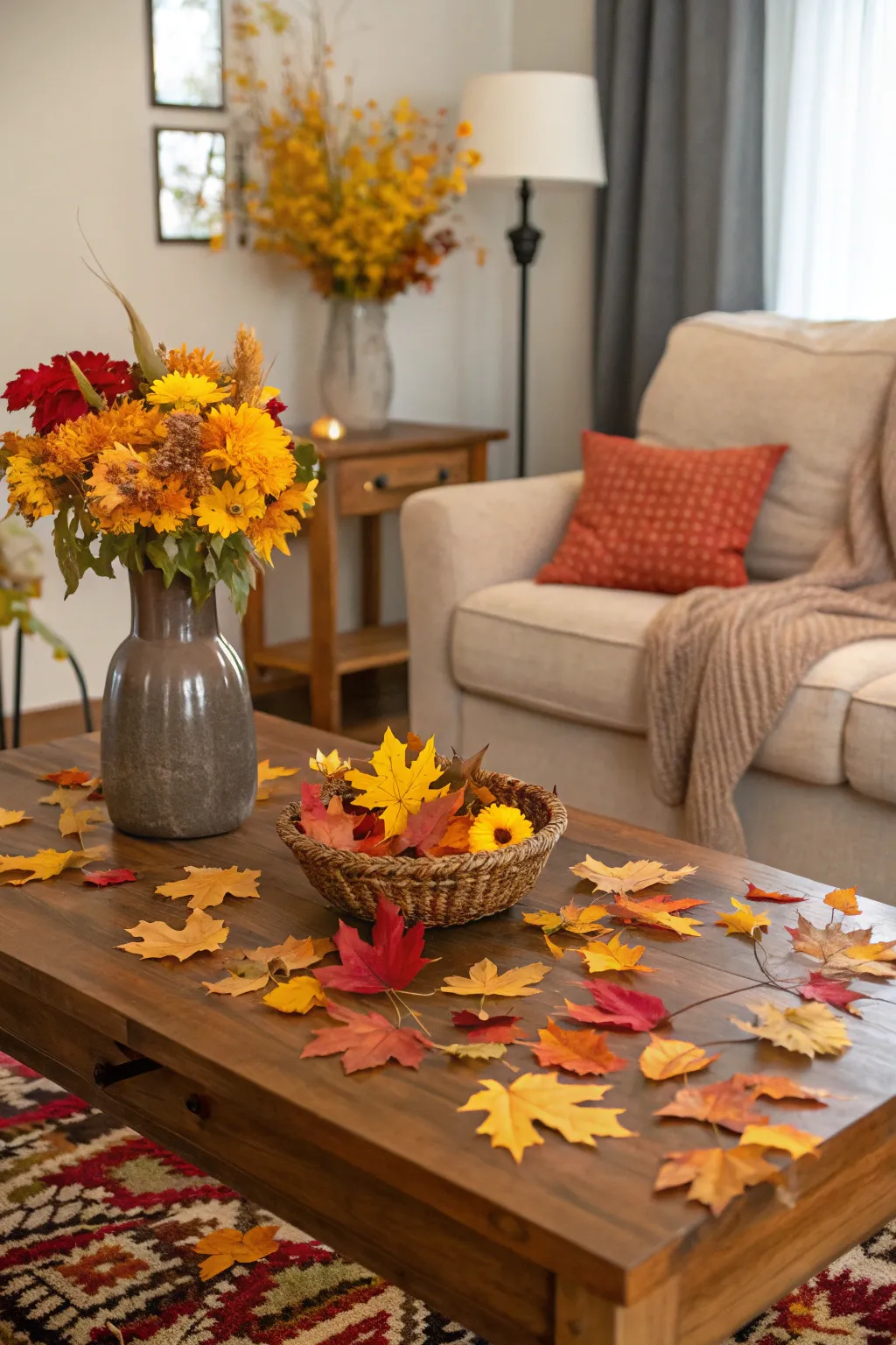 Seasonal decor brings a fresh and thematic touch to your living room photos.